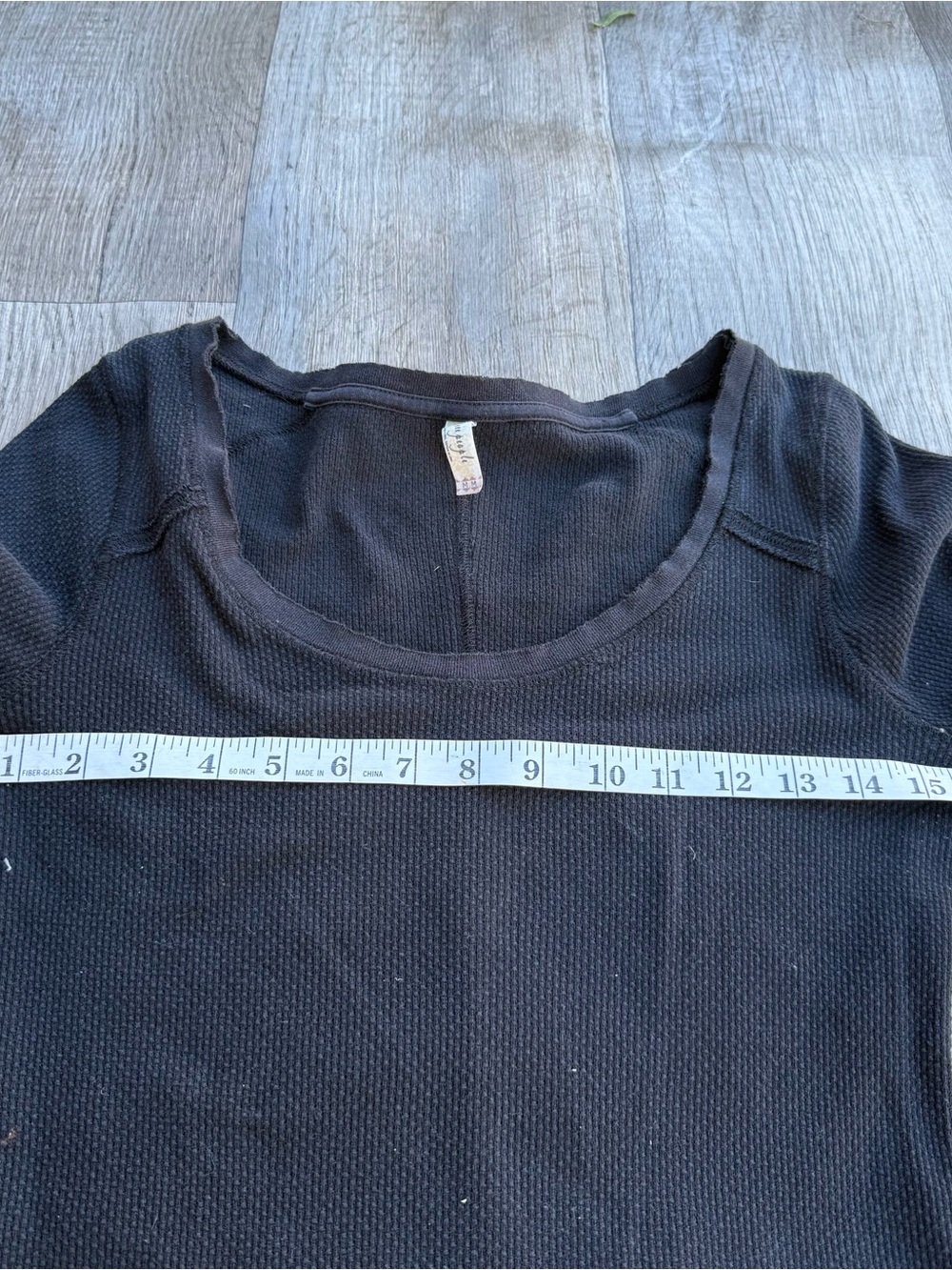Free People We The Free Thermal Lace Cuffs Long Sleeve Black Top Size Medium - Picture 4 of 6